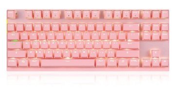 Mistaha İngilizce Q RGB 87 Tuşlu Cherry Switch Kablolu Pembe Mekanik Gaming Klavye