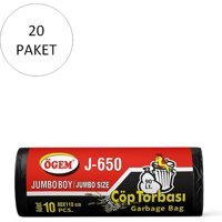 Ögem J-650 Jumbo Boy 80x110 cm Çöp Poşeti 20x10 Adet Siyah