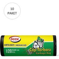 Ögem Orta Boy 55x60 cm Çöp Poşeti 20x10 Adet Siyah