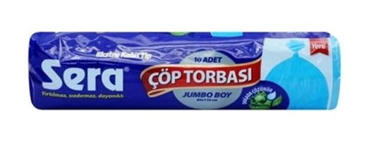 Sera Büzgülü Jumbo Boy 80x110 cm Çöp Poşeti 12x10 Adet Mavi