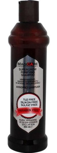 Magicare Supergrow Purifying Kuru Düz Saçlar İçin Tuzsuz Sülfatsız Parabensiz Kremsiz Şampuan Unisex Şampuanı 450 ml