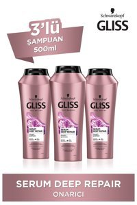 Gliss Deep Repair Onarıcı Düz Saçlar İçin Sülfatsız Kremsiz Şampuan Unisex Şampuanı 3x500 ml