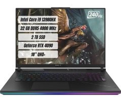 Asus ROG Strix SCAR 18 G834JY-N6042 Gaming Harici GeForce RTX 4090 Intel Core i9 13980HX 32 GB DDR5 2 TB SSD 18 inç QHD Freedos Gaming Laptop