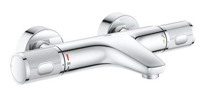 Grohe 34779000 Krom Kaplama Çiftli Çevirmeli Dereceli Yarı Ankastre Kare Banyo Bataryası Krom