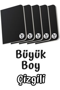 İmabook A5 Çizgili Düz Orta Boy Siyah 5'li Set Not Defteri