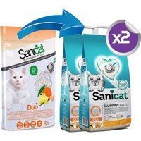 Sanicat Vanilya ve Mandalin Kokulu Topaklanan İnce Taneli Bentonit Kedi Kumu 2x10 lt