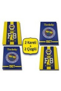 Fenerbahçe Cool A4 60 Yaprak Kareli Telli Yumuşak Kapak 4'lü Fenerbahçe Okul Defteri