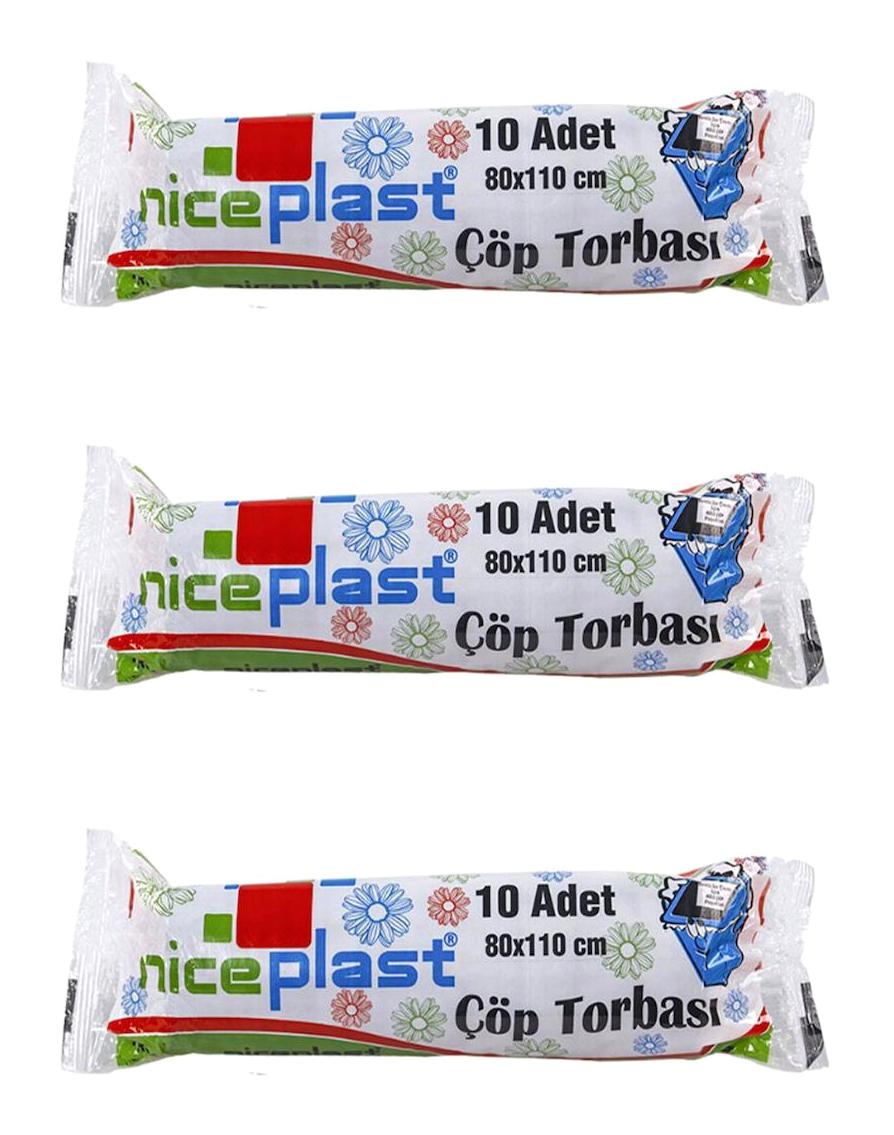 Niceplast Kokulu Jumbo Boy 80x110 cm Çöp Poşeti 10 Adet Siyah