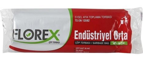 Florex Endüstriyel Kokulu Orta Boy 55x60 cm Çöp Poşeti 25 Adet Siyah