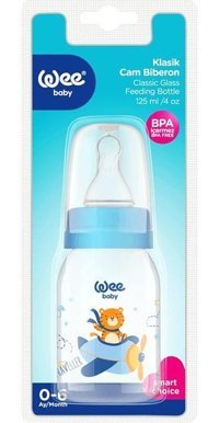 Wee Baby Cam Yavaş Akışlı 0-6 Ay Desenli Mavi Biberon 125 ml