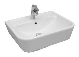 Serel Klasik Tekli 60 cm Seramik Tezgah Üstü Kare Lavabo Beyaz