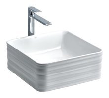 Lena E-2105 Klasik Tekli 38 cm Porselen Tezgah Üstü Kare Lavabo Beyaz