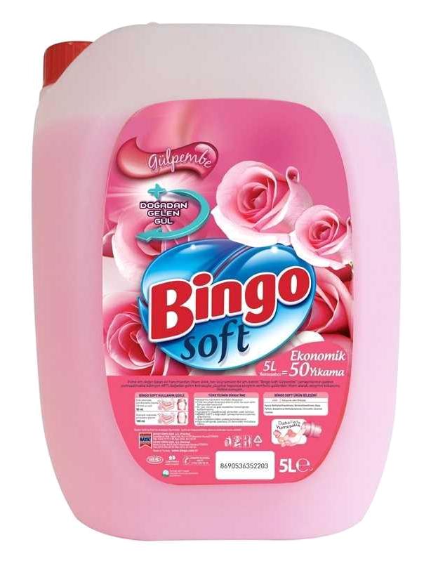 Bingo Soft Konsantre Gül Pembe 50 Yıkama Yumuşatıcı 5 lt