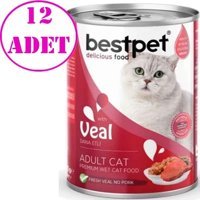 Bestpet Dana Eti Jöleli-Parça Etli Yetişkin Yaş Kedi Maması 12x400 gr