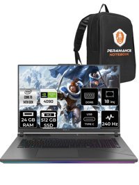 Asus ROG Strix G18 N6100 Harici GeForce RTX 4090 Intel Core i9 14900HX 24 GB Ram 512 GB SSD 18 inç Full HD FreeDos Oyuncu Laptop + PER4 Çanta