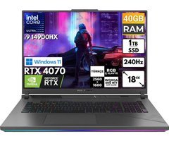 Asus ROG Strix G18 G814JIR-N6002 BT63 Harici GeForce RTX 4070 Intel Core i9 14900HX 40 GB Ram 1 TB SSD 18 inç Full HD Windows 11 Pro Oyuncu Laptop