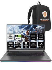 Asus ROG Strix G18 N6100 Harici GeForce RTX 4090 Intel Core i9 14900HX 64 GB Ram 256 GB SSD 18 inç Full HD Windows 11 Pro Oyuncu Laptop + PER4 Çanta