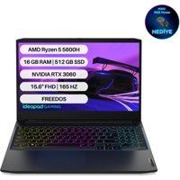 Lenovo IdeaPad Gaming 3 82K200K0TX Harici GeForce RTX 3060 AMD Ryzen 5 5600H 16 GB Ram 512 GB SSD 15.6 inç Full HD FreeDos Oyuncu Laptop