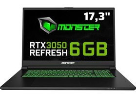 Monster Abra A7 V15.1.7 Harici GeForce RTX 3050 Intel Core i7 12700H 8 GB Ram 500 GB SSD 17.3 inç Full HD Windows 11 Oyuncu Laptop