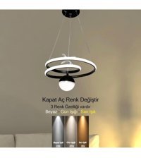 Luz Amarilla 3'lü Gri Ledli Modern Alüminyum Salon-Oturma Odası Avize