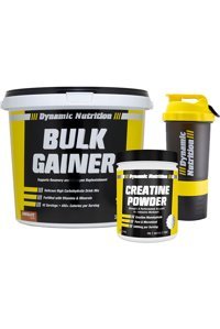 Dynamic Nutrition Çikolata Aromalı 42 Servis Kilo Aldırıcı Gainer 5000 gr Toz + Creatine Powder 300 gr + Shaker