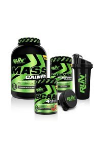 Run Nutrition Çikolata Aromalı 30 Servis Kilo Aldırıcı Gainer 3000 gr Toz + Glutamine + Bcaa Karpuz Aromalı