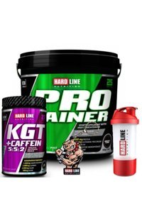 Hardline Nutrition Progainer Çikolata Aromalı 25 Servis Kilo Aldırıcı Gainer 5000 gr Toz + Kgt Kafein 1000 gr + Shaker