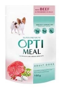 Optimeal Dana Etli ve Kızılcık Sosu Aromalı Ezme Yetişkin Köpek Maması 100 gr Tekli