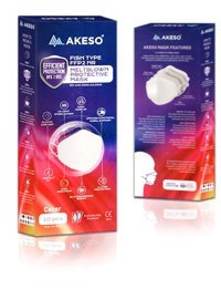 Akeso F95 Tek Kullanımlık 5 Katlı Lastikli Telli 10'lu Yetişkin Ultrasonik Maske Bej