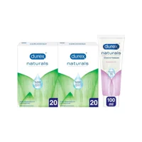 Durex Naturals İnce Prezervatif 2x20'li+ Naturals Ekstra Hassas Jel 100 ml