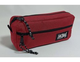 Jacbag Dual Zip Kırmızı Bölmeli Düz Çift Gözlü Cüzdan Kalemlik