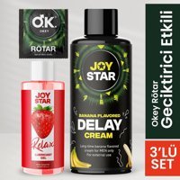 Okey Rötar Geciktiricili Prezervatif Tekli+Joystar Muz Aromalı Geciktiricili Krem+Çilekli Kayganlaştırıcı Jel