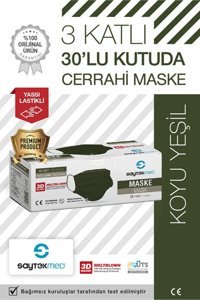 Saytekmed Tek Kullanımlık Lastikli Telli 20'li Yetişkin Cerrahi Maske Beyaz