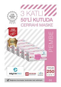 Saytekmed Tek Kullanımlık 3 Katlı Lastikli Telli 100'lü Yetişkin Cerrahi Maske Lacivert