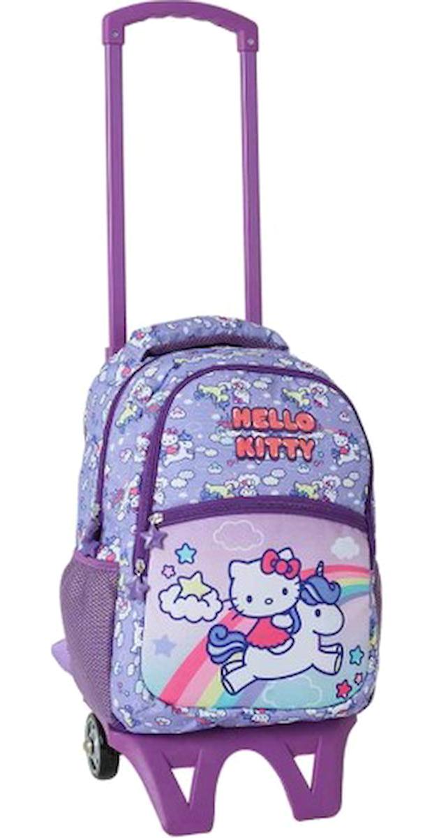 Wiggle 3190 Hello Kitty Tekerlekli 4 Gözlü Mor İlkokul Kız Çocuk Çekçekli Çantası