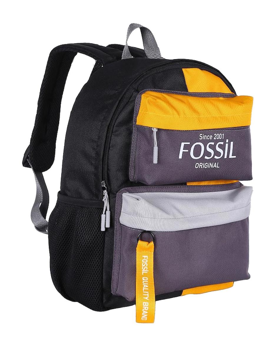 Fossil 9512 Su Geçirmez 3 Gözlü Gri Lise-Üniversite Unisex Sırt Çantası