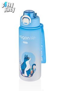 Vagonlife Pipetli Mavi Plastik Okul Çocuk Matara 800 ml