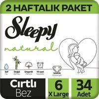 Sleepy Natural 6 Numara Organik Cırtlı Bebek Bezi 34'lü