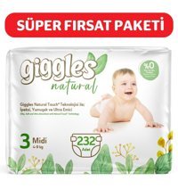 Giggles Natural 3 Numara Cırtlı Bebek Bezi 232'li