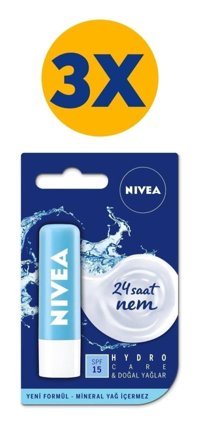 Nivea Aromasız Yetişkin Dudak Nemlendirici Balm 3x4.8 gr