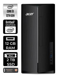 Acer Aspire TC1760 DT.BHUEM.004 Dahili Intel UHD Graphics Intel Core i3 12100 12 GB Ram 2 TB SSD Tower Windows 11 Pro Masaüstü Bilgisayar + PER4 BELLEK