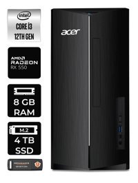 Acer Aspire DT.BHUEM.004 Harici Radeon RX 550 Intel Core i3 12100 8 GB Ram 4 TB SSD Tower Windows 11 Home Masaüstü Bilgisayar + PER4 BELLEK