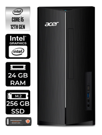 Acer Aspire TC1760 DT.BHUEM.005 Dahili Intel UHD Graphics Intel Core i5 12400 24 GB Ram 256 GB SSD Tower FreeDos Masaüstü Bilgisayar + PER4 BELLEK