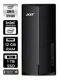 Acer Aspire TC1760 DT.BHUEM.004 Dahili Intel UHD Graphics Intel Core i3 12100 12 GB Ram 1 TB SSD Tower FreeDos Masaüstü Bilgisayar + PER4 BELLEK