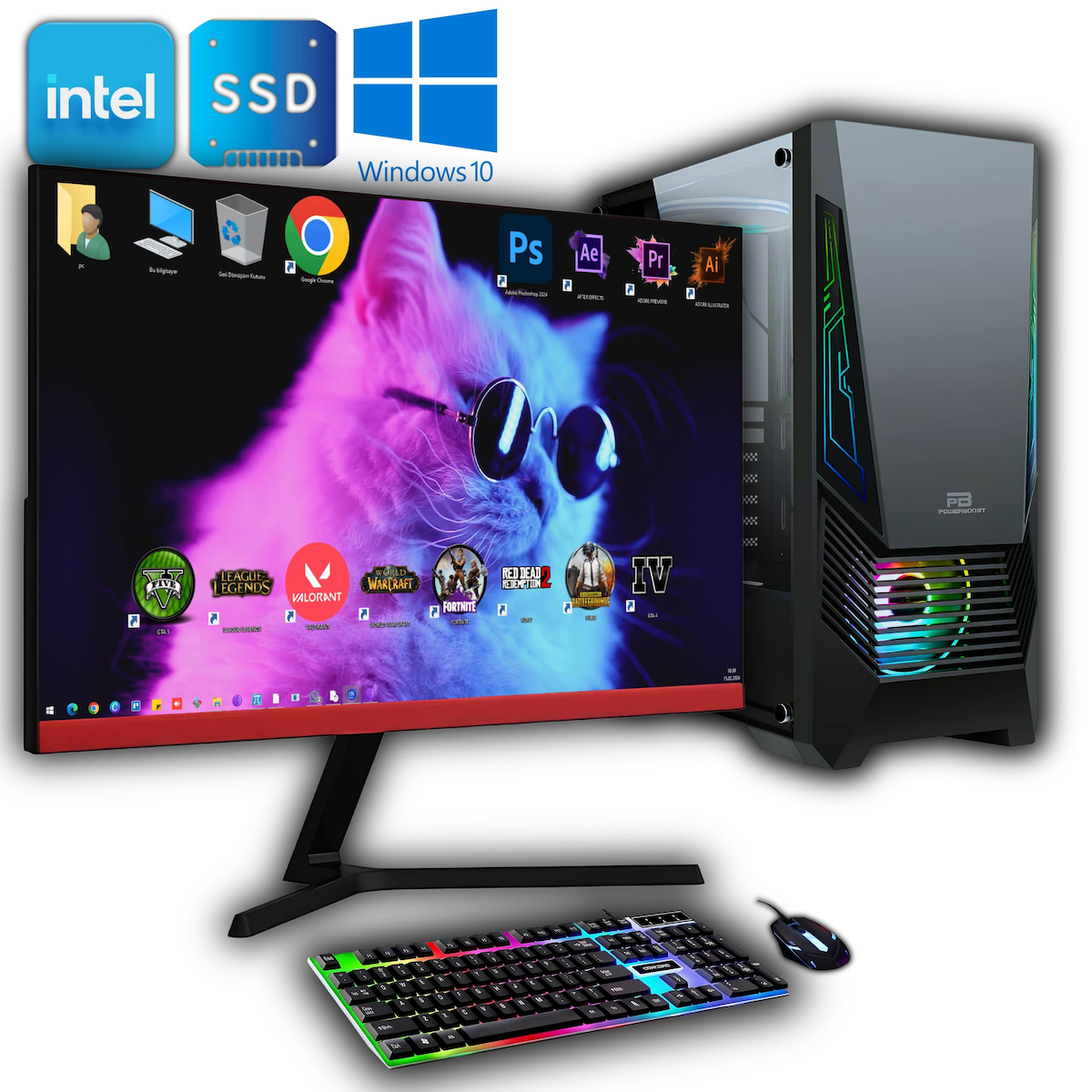 Avantron GMX6536 Harici GeForce GTX 1050 Ti Intel Core i9 11900K 32 GB Ram DDR4 1 TB SSD Tower FreeDos 27 inç Monitörlü Masaüstü Bilgisayar