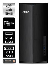 Acer Aspire DT.BHUEM.004 Harici Radeon RX 550 Intel Core i3 12100 12 GB Ram 2 TB SSD Tower FreeDos Masaüstü Bilgisayar + PER4 BELLEK