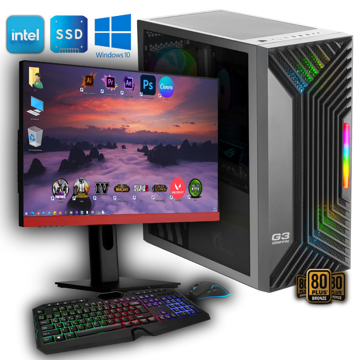 Avantron GMX2484 Harici GeForce RTX 4060 Intel Core i5 12400F 16 GB Ram DDR4 1 TB SSD Tower FreeDos 27 inç Monitörlü Masaüstü Bilgisayar