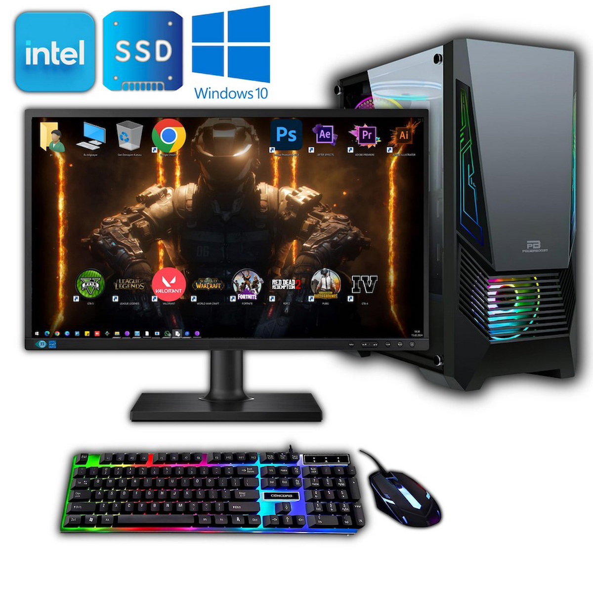 Avantron GMX7245 Harici GeForce GTX 1650 Intel Core i7 12700K 64 GB Ram DDR4 1 TB SSD Tower FreeDos 23.8 inç Monitörlü Masaüstü Bilgisayar