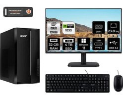 Acer Aspire TC1760 DTBHUEM004MNT3380 Harici GeForce GT 1030 Intel Core i3 12100 32 GB Ram 4 TB SSD Tower Windows 11 Home 23.8 inç Monitörlü Masaüstü Bilgisayar + PER4 BELLEK