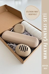 Mama Stuff Açık Kahverengi Silikon Büyük Boy Seyahat Makyaj Çantası